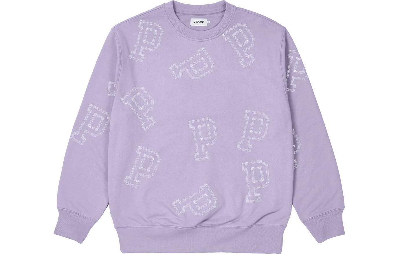 Palace SS22 Multi P Flatlock Crew Lilac Sweater 'Purple' P22CS130