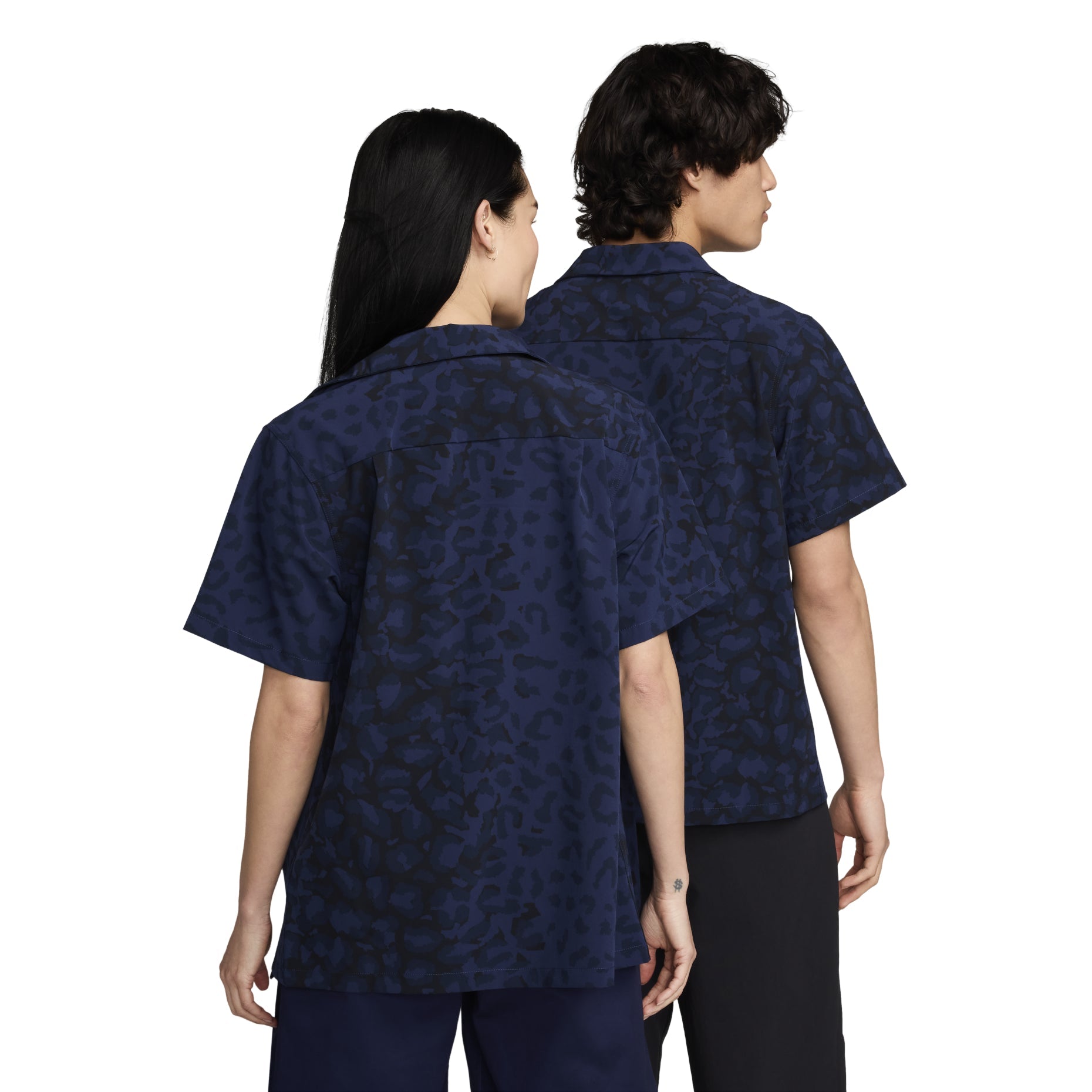 Nike Print Bowler Short Sleeve Button-Down Skate Shirt Asia Sizing 'Midnight Navy' FN2596-410