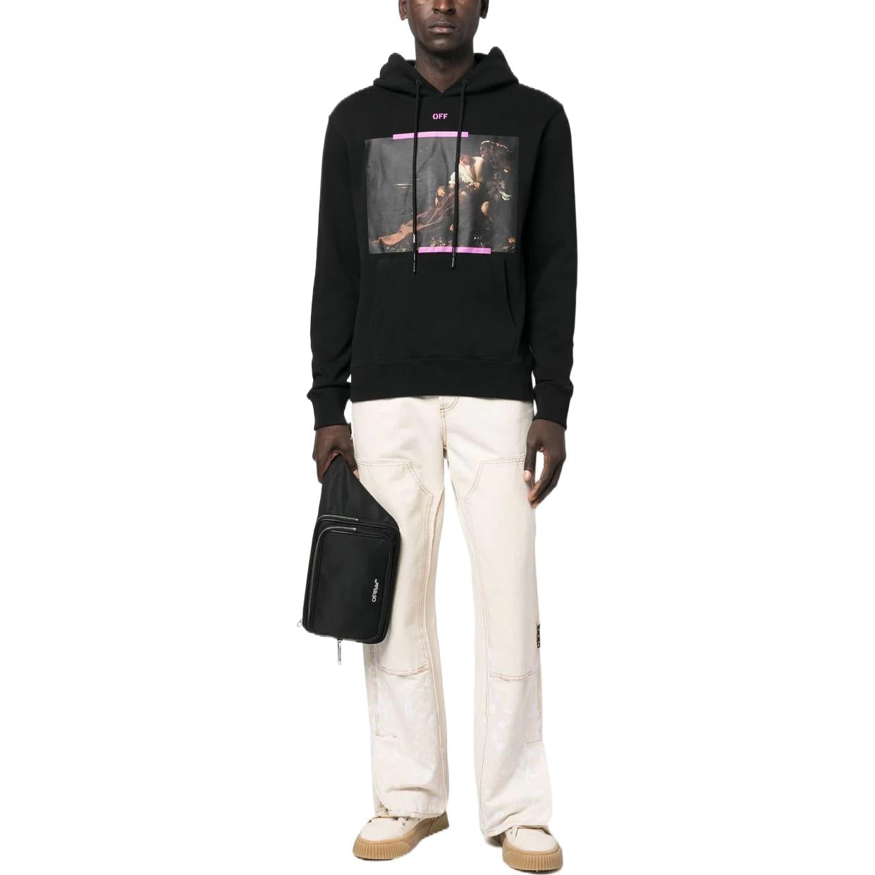 Off-White Caravaggio Print Cotton Hoodie 'Black Cyclamen' OMBB097S23FLE0031034