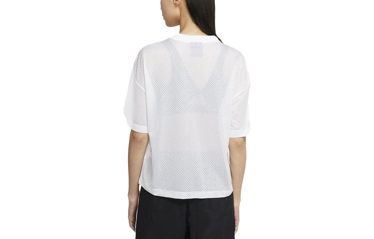 (WMNS) Nike Training Sports Mesh Breathable Quick Dry Short Sleeve White CK1457-100