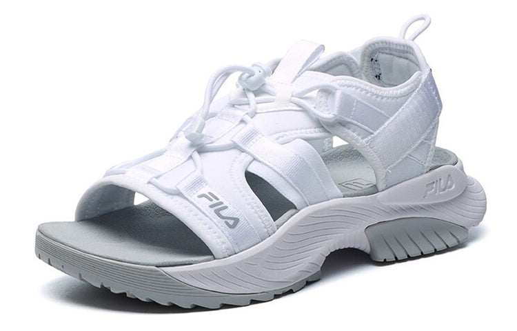 (WMNS) FILA Athletics Velcro Outdoor Open Toe Flat Heel Fashion Sports FILA White Sandals A12W122607FFW