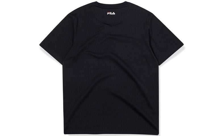 FILA FUSION Contrast Color Stitching Tennis Casual Short Sleeve Black T11M031108F-BK