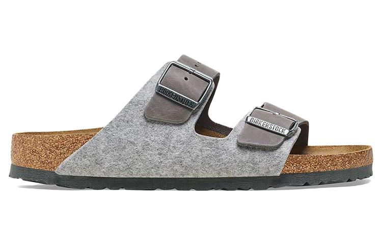 Birkenstock Arizona Leather/Textile/Felt Narrow Fit 'Light Grey' 1025735
