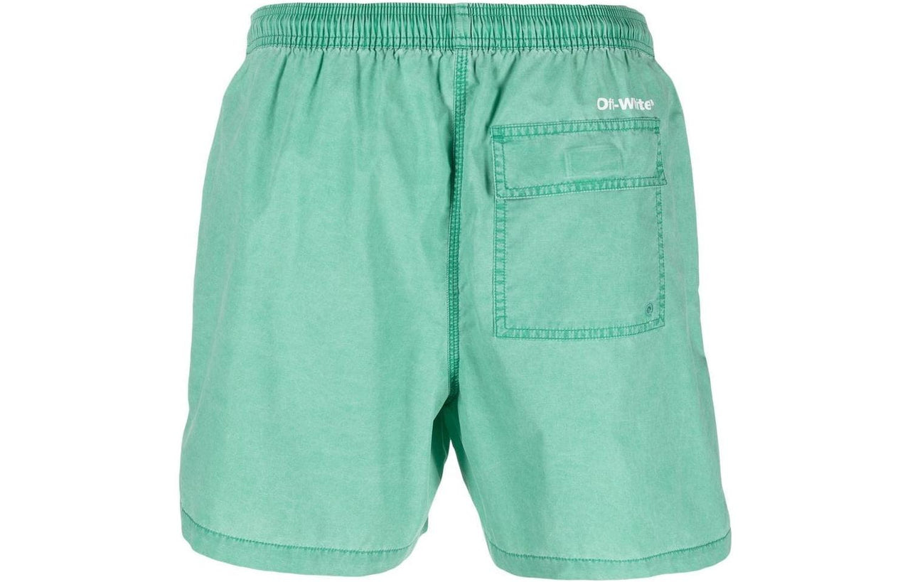 Men's Off-White FW22 Logo Printing Casual Shorts Version Green OMFA020F22FAB00250011