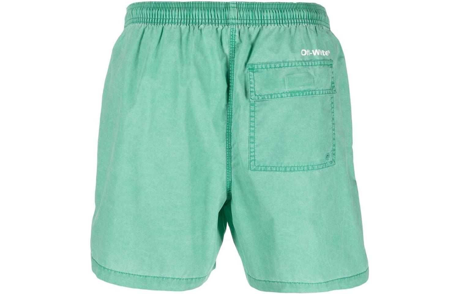 Men's Off-White FW22 Logo Printing Casual Shorts Version Green OMFA020F22FAB00250011