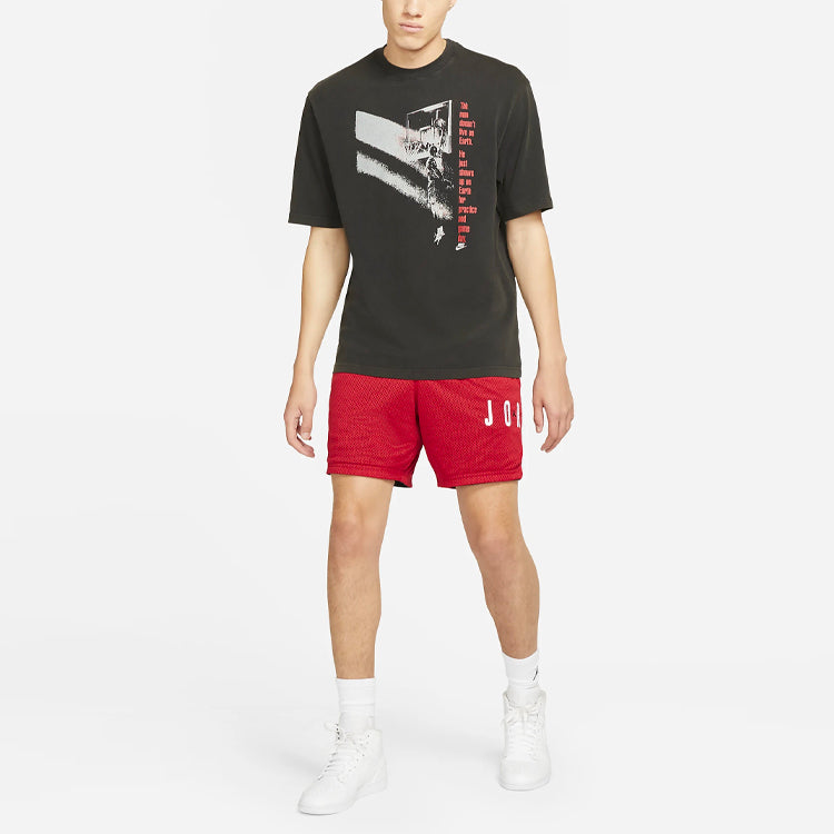 Air Jordan Basketball Sports Printing Round Neck Short Sleeve Black CV5108-010