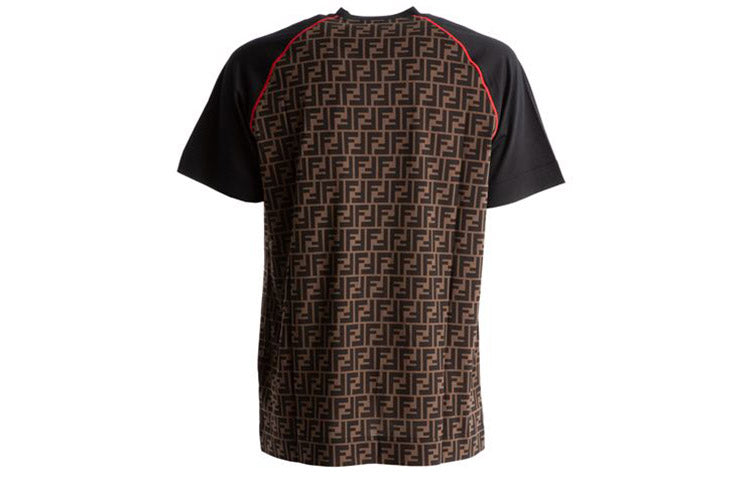 Men's FENDI Roma FF Logo Red Printing Short Sleeve Brown FY0980-A87D-F0BVE
