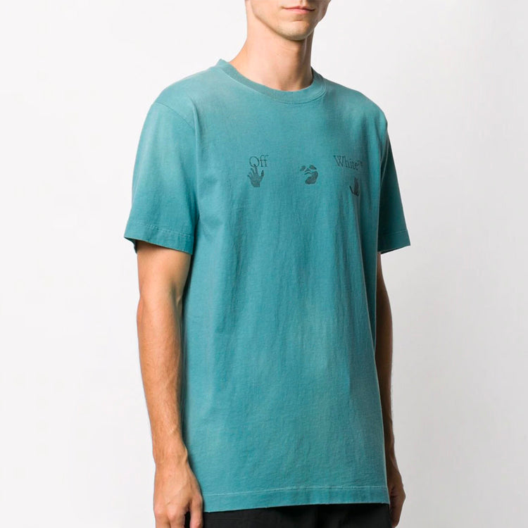 Off-White logo Applique Short-sleeve Tee Men's Green OMAA027F20FAB0014310