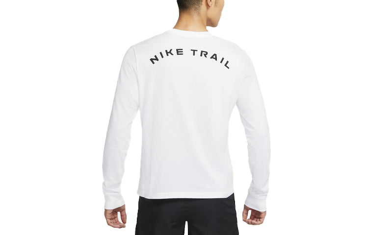 Nike MENS Dri-FIT Logo Print Crew-neck Long Sleeve White CZ9822-100