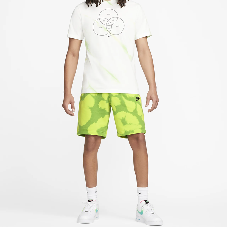 Nike Sportswear Sport Essentials Pattern Full Print Tie Dye Drawstring Shorts Green DM6913-321