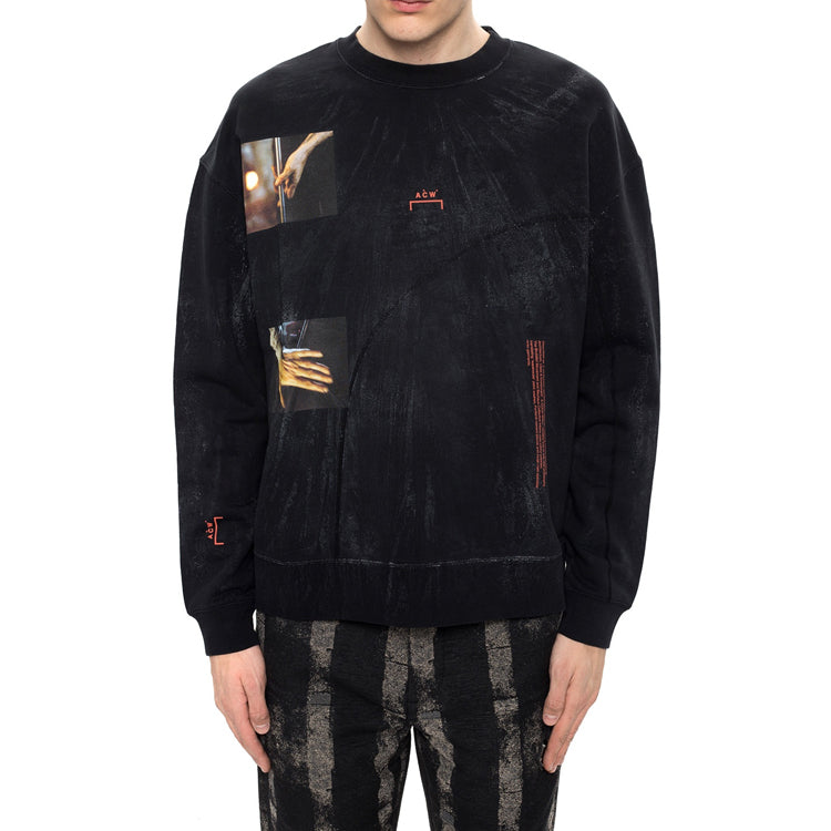 Men's A-COLD-WALL* Distress Printing Pullover Black MW016WHLGV