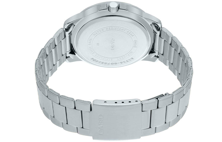 CASIO Stainless Steel Strap Quartz Waterproof Mens SilverBlack Analog MTP-VD01D-1E2V