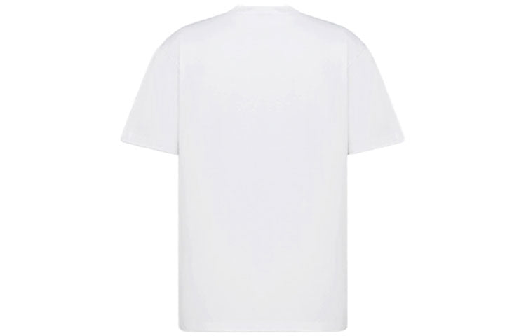 Men's DIOR x Kenny Scharf Crossover SS21 Alphabet Embroidered Round Neck Short Sleeve White 193J635A0677-C089
