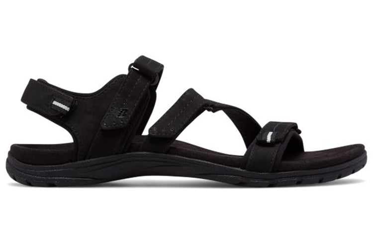 (WMNS) New Balance Maya Leather Sandal Velcro Minimalistic Casual Open Toe Pure Black Sandals WR2100BK