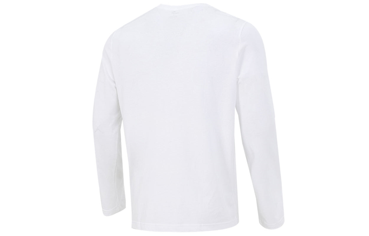PUMA Logo Print Training Sports Breathable Round Neck Long sleeve T Shirt Men s White 589027-02