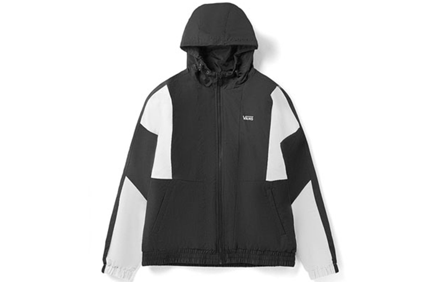 Vans Contrast Color Stitching hooded track Jacket Couple Style Black VN0A48CJBLK