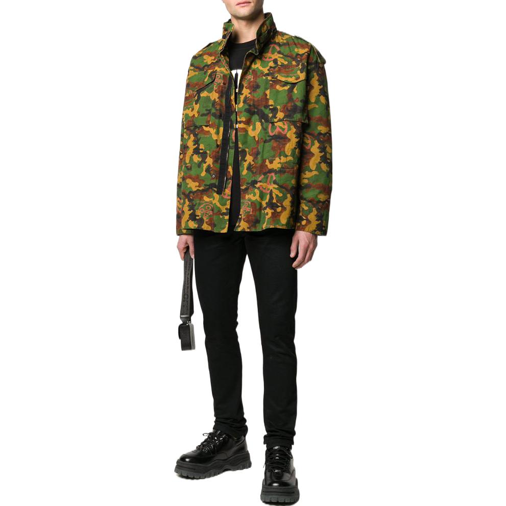 Men's Off-White FW22 Classic Military Camouflage Pattern Jacket Green OMEL009R203620209910ALL