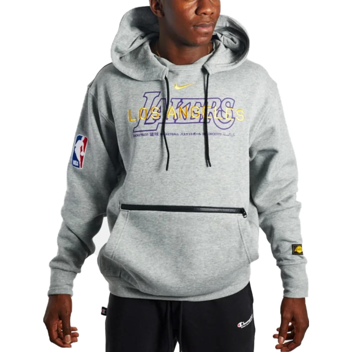 Nike NBA Los Angeles Lakers Courtside Pullover Hoodie 'Heather Grey' CN0622-063