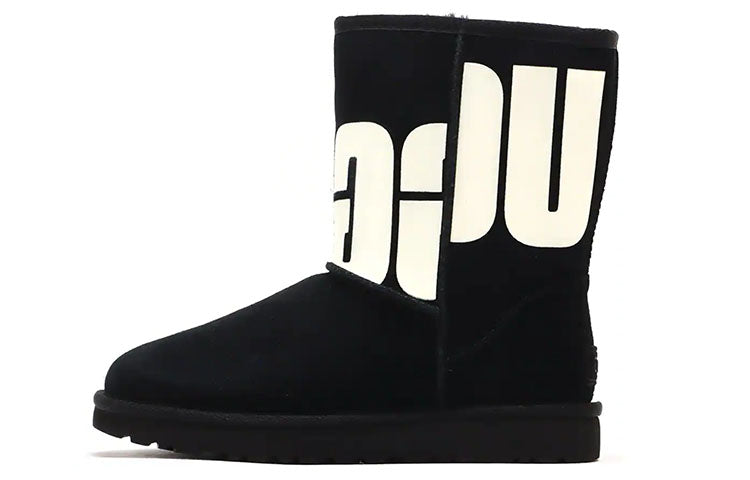 (WMNS) UGG Classic Short 2 Chopd 'Black White' 1129231-BLK