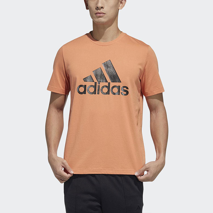 adidas Fi Tee Shinybos Logo Printing Sports Stylish Short Sleeve Khaki Brown GP0971