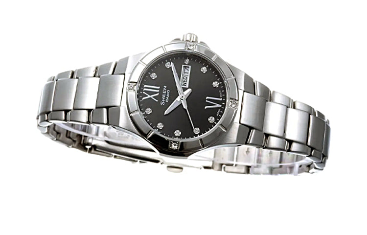 CASIO Quartz SHEEN Stainless Steel Strap Black Dial Black Analog SHE-4022D-1A