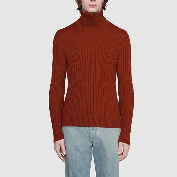 Gucci Ribbed Knitted Turtleneck Pullover For Men Red/Brown 626086-XKBE7-7604