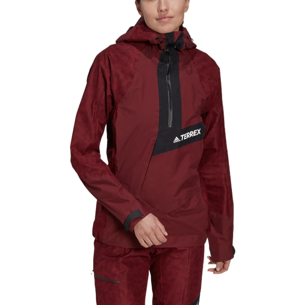 (WMNS) adidas Terrex Techrock RAIN.RDY Waterproof Jacket Asia Sizing 'Burgundy Black' HE2295