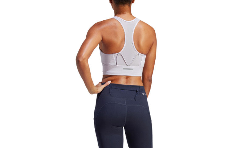 (WMNS) adidas Medium-Support Running Pocket Bra Asia Sizing 'White' HZ4230