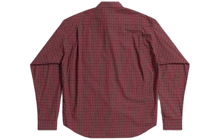 Balenciaga Plaid Long Sleeve Shirt Large Fit 'Red' 658929TKM386167