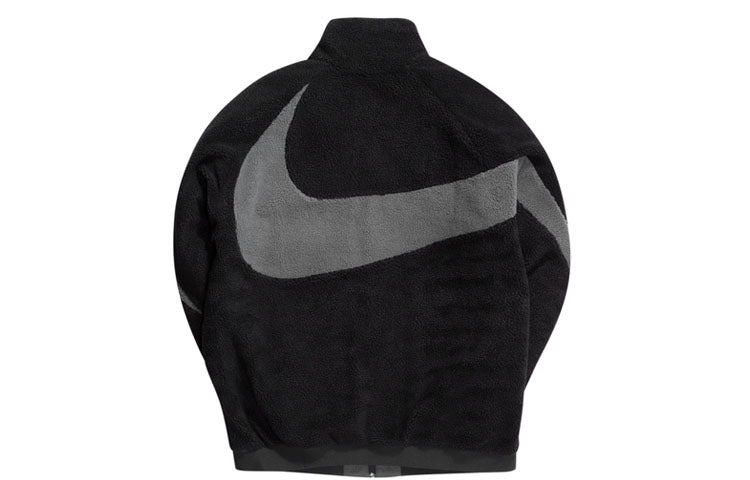 Nike Zipper Stand Collar polar fleece Large Logo Reversible Casual Jacket Black AJ2701-011