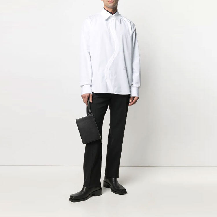 Off-White SS21 Solid Color Casual Cozy Long Sleeves Shirt Loose Fit White OMGA179S21FAB0010110