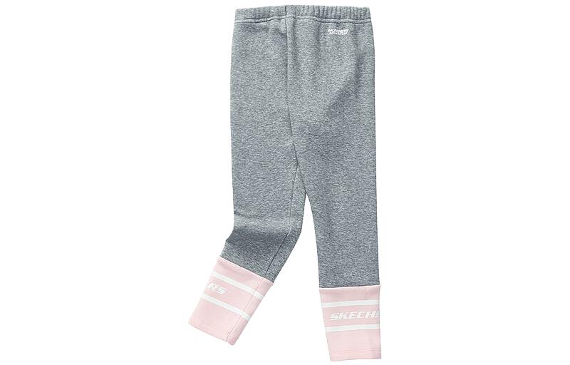 (GS) Skechers Drawstring Fleece Tight Knit Pants 'Grey Pink' L423G005-00RP