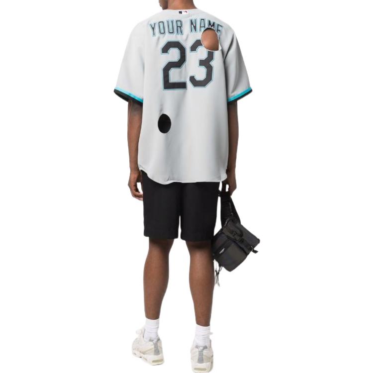 Off-White x New Era x MLB Miami Marlins Shirt 'White Blue Black' OMGA207G21FAB0010910