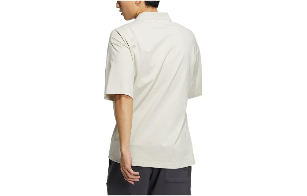 Men's adidas Training Series Logo Printing Pattern Lapel Short Sleeve Bauxite Brown Polo Shirt HZ7045