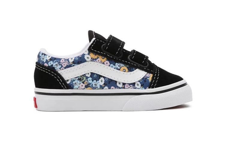 Vans Toddler Floral Old Skool Velcro 'Black Blue' VN000D3YFF1
