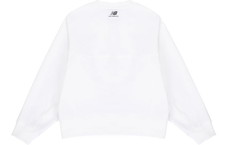(WMNS) New Balance Casual Sports Alphabet Printing Pullover Round Neck White Hoodie 5CC13022-WT