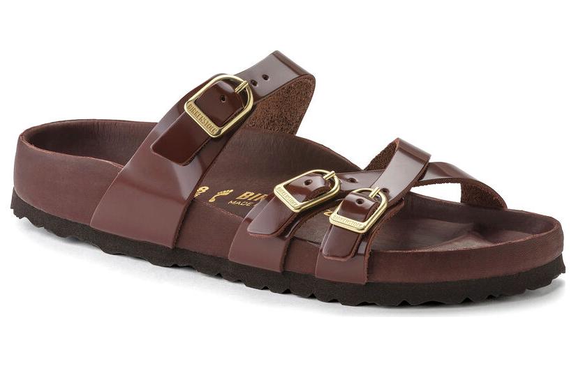 (WMNS) Birkenstock Franca Natural Leather Patent Narrow Fit 'High Shine Chocolate' 1021520