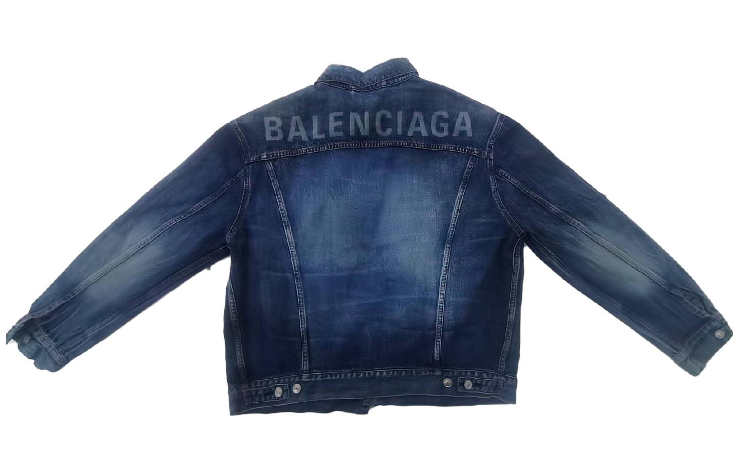 Balenciaga Back Logo Denim Jacket 'Blue' 557351TBP484009