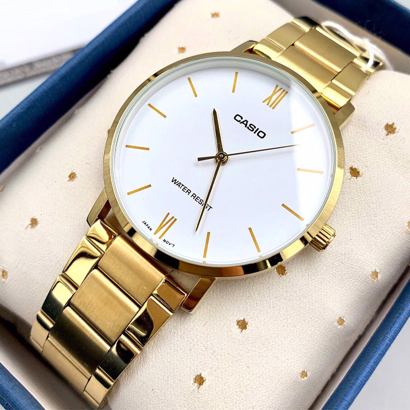 CASIO Waterproof White Watch Dial White Analog LTP-VT01G-7B