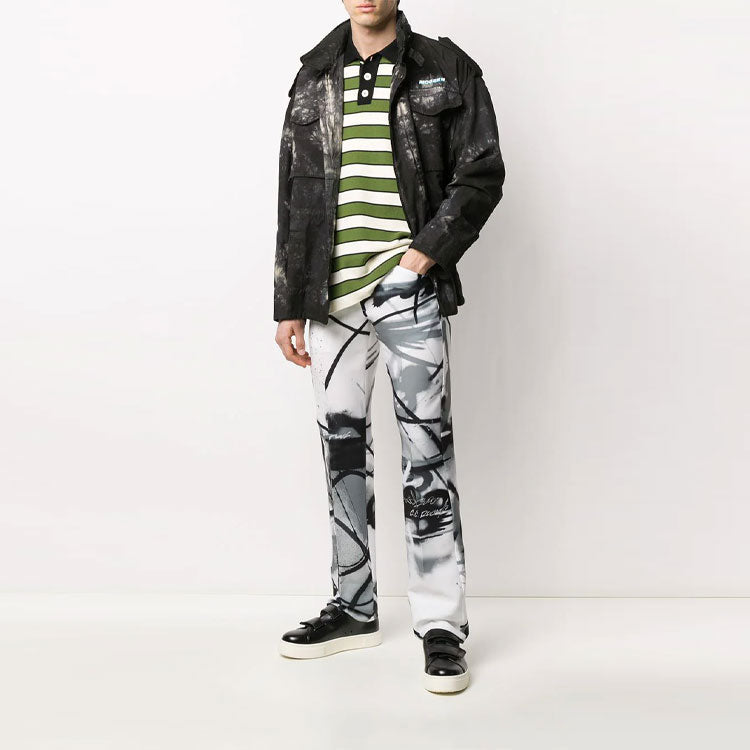 Off-White New Field Tie Dye Jacket Loose Fit Dark Green OMEL010S20H860536100