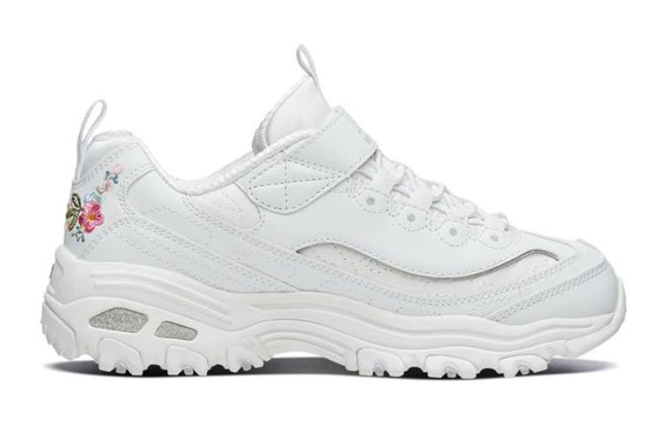 (GS) Skechers D'lites 1.0 Chunky Shoes 'White Red' 80579L-WHT