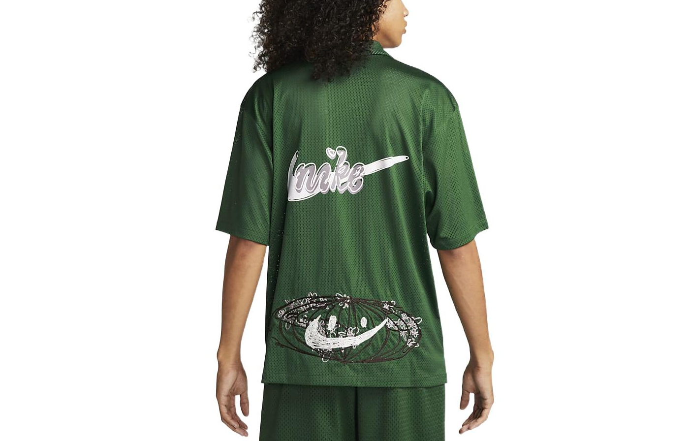 Nike Alphabet Single Breasted Short Sleeve Shirt Men's Green DZ3078-341
