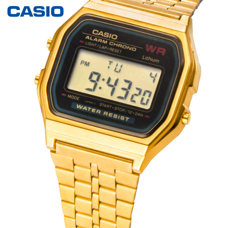 CASIO Waterproof Quartz Unisex Mens Gold Digital A159WGED-1