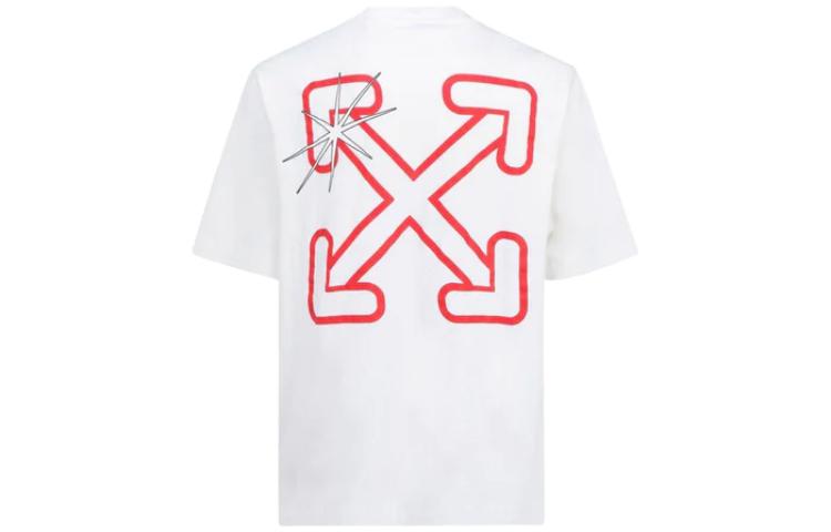 Off-White FW21 Logo Pattern Round Neck Short Sleeve Loose Fit White OMAA119F21JER0250125