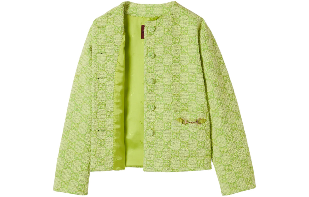 (WMNS) Gucci GG Boucle Cotton Jacket With Horsebit 'Lime green' 784817-Z8BSQ-3439
