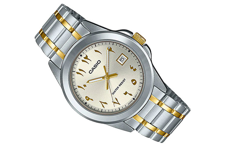 Men's CASIO Minimalistic Casual Watch Business Mens Light Gold Analog MTP-1215SG-7B3DF