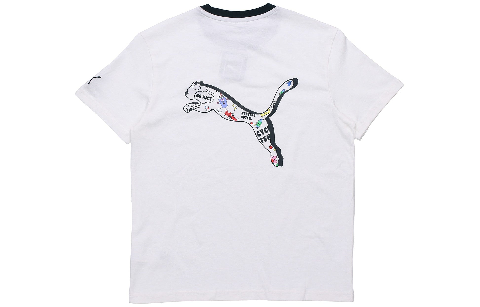 PUMA Awareness Logo Embroidered Sports Loose Round Neck Short Sleeve White 532034-02