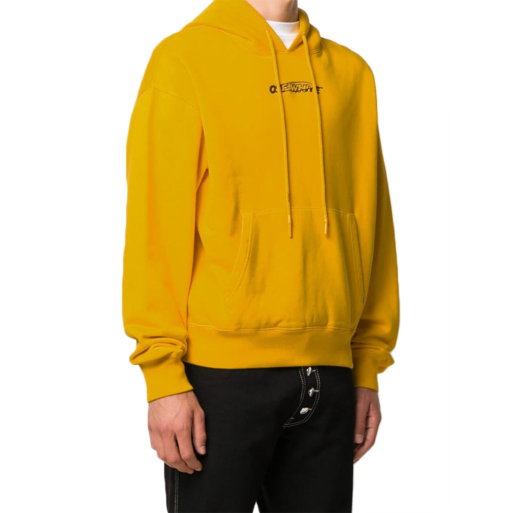 Off-White FW20 Workers Printing Hooded Pullover Men Yellow OMBB037E20FLE0011810