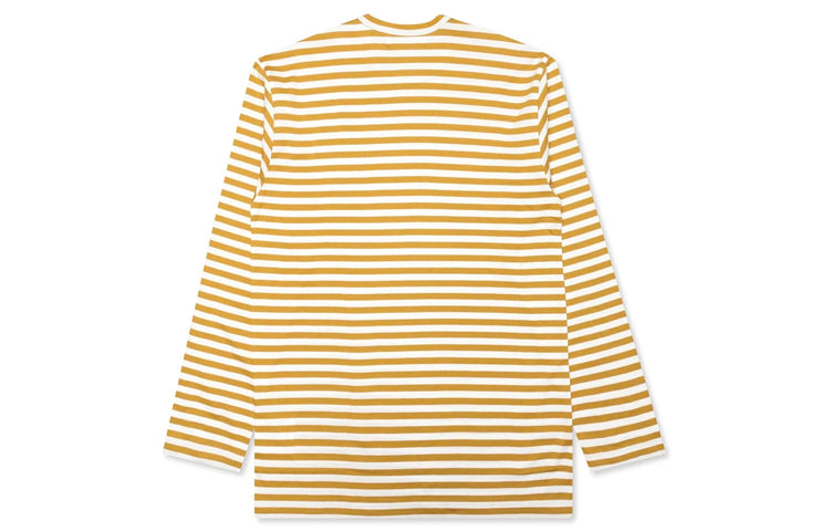 COMME des GARCONS PLAY Striped Mini Logo Long Sleeves Tee 'Yellow White' AZ-T218-051-5