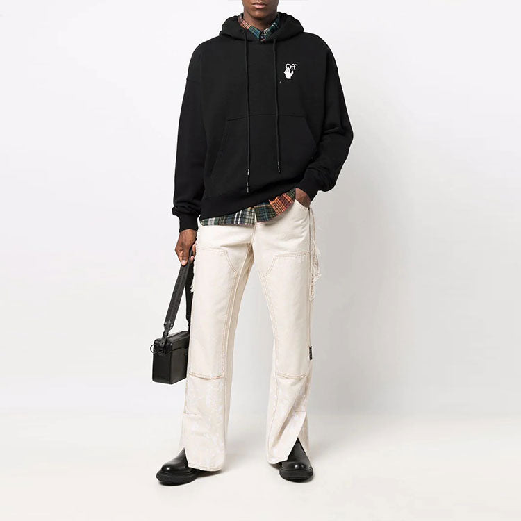 Men's Off-White FW21 Logo Pullover Loose Fit Black OMBB085F21FLE0071001